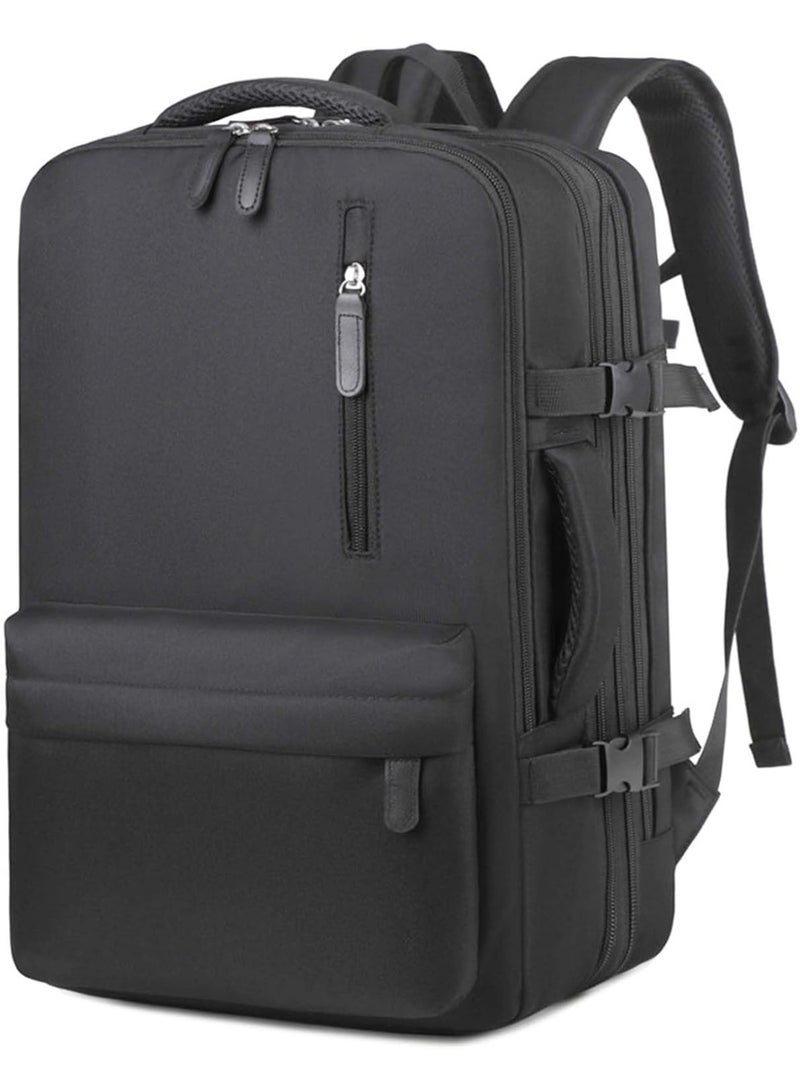 Bukela Travel Backpack for Men Women, 35L Laptop Backpack W/Shoe Compartment, Water Resistant Flight Approved Fits 15.6-inch Laptop, Black - Image 1